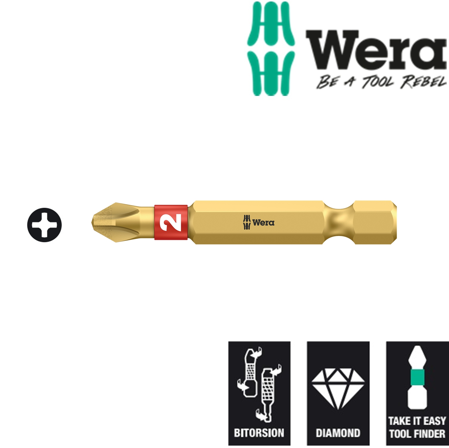 Đầu vít Wera 05059532001 851/4 BDC PH 2 x 50 mm BiTorsion