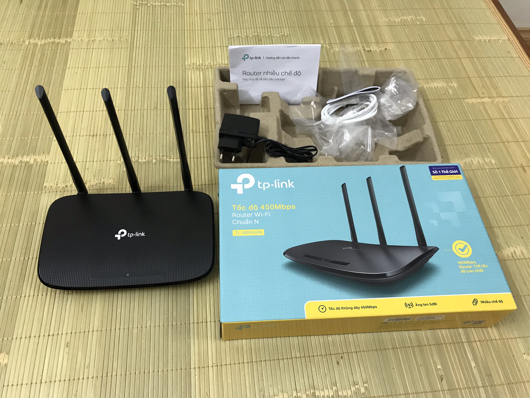 Bộ phát sóng wifi tplink 940n 450m 3 ăngten, phát sóng wireless cực mạnh, cực xa, bộ phát wifi mẫu mới bán chạy