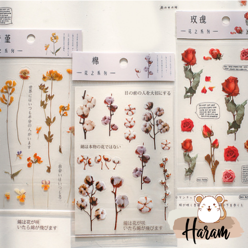 Sticker các loại hoa lá chống nước trang trí planner bujo ver1