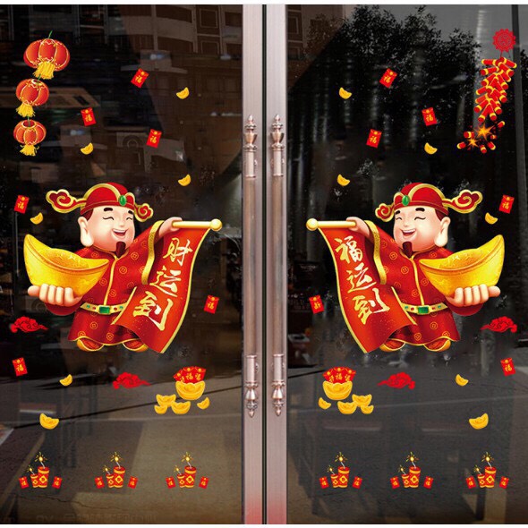 decal dán tường mẫu thần tài lộc chúc mừng năm mới