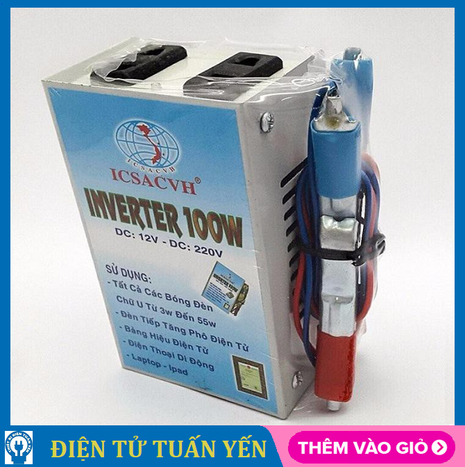 Bộ chuyển đổi inverter 12v lên 220v công suất 100w
