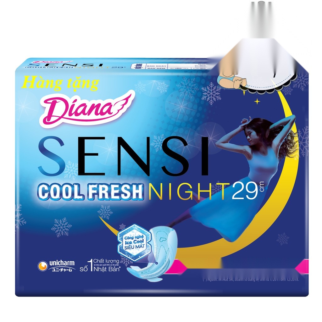 [HCM]Set 4 miếng Băng vệ sinh Diana Cool Fresh Ban đêm 29cm