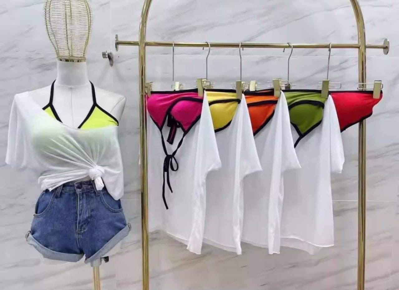Áo bra ,áo tắm 2 món đi biển áo bra có mút kèm áo ngoài form rộng thời trang nữ mùa hè