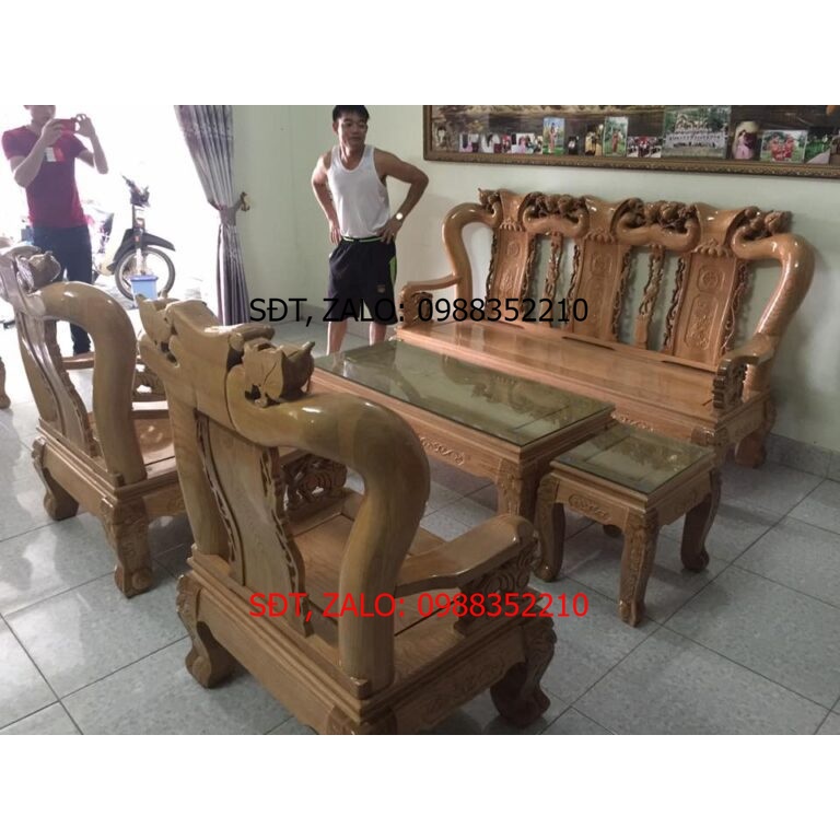 Bàn ghế gỗ sồi nga bộ ban ghế phong khach gỗ sôi bộ ban ghế tay tron gỗ