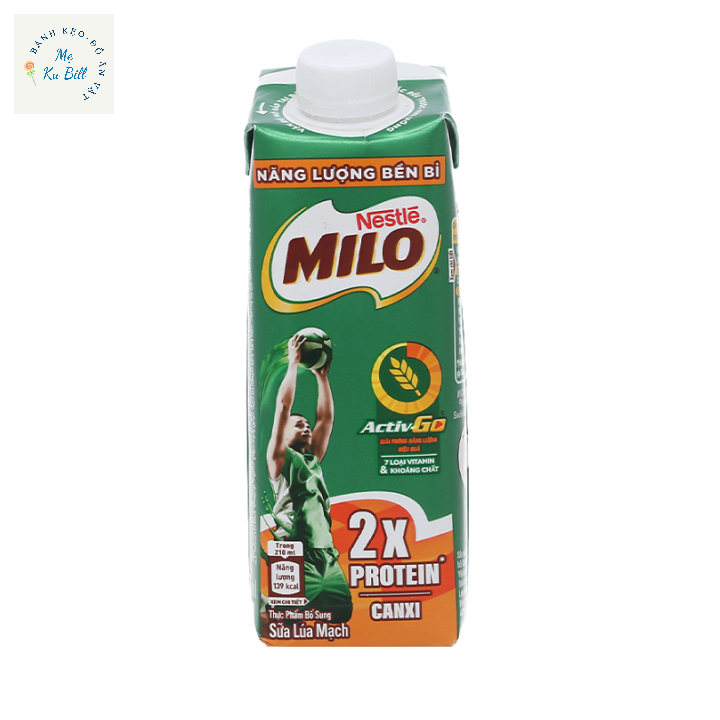 Sữa lúa mạch milo nắp vặn x2 canxi & protein 210ml | bánh kẹo mẹ bill