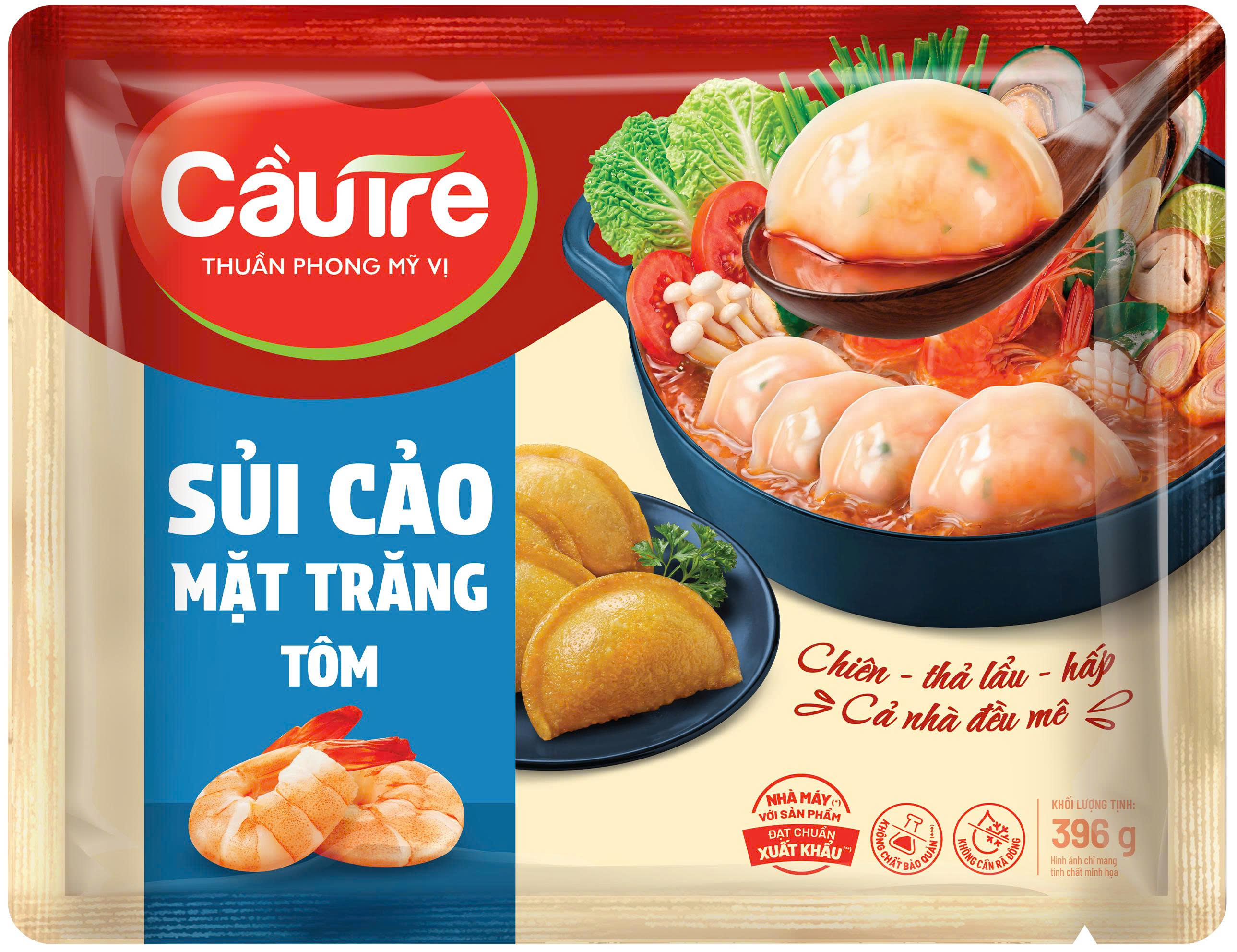 [Hỏa tốc] Bánh Sủi cảo mặt trăng tôm Cầu Tre Gói 396g 36 viên