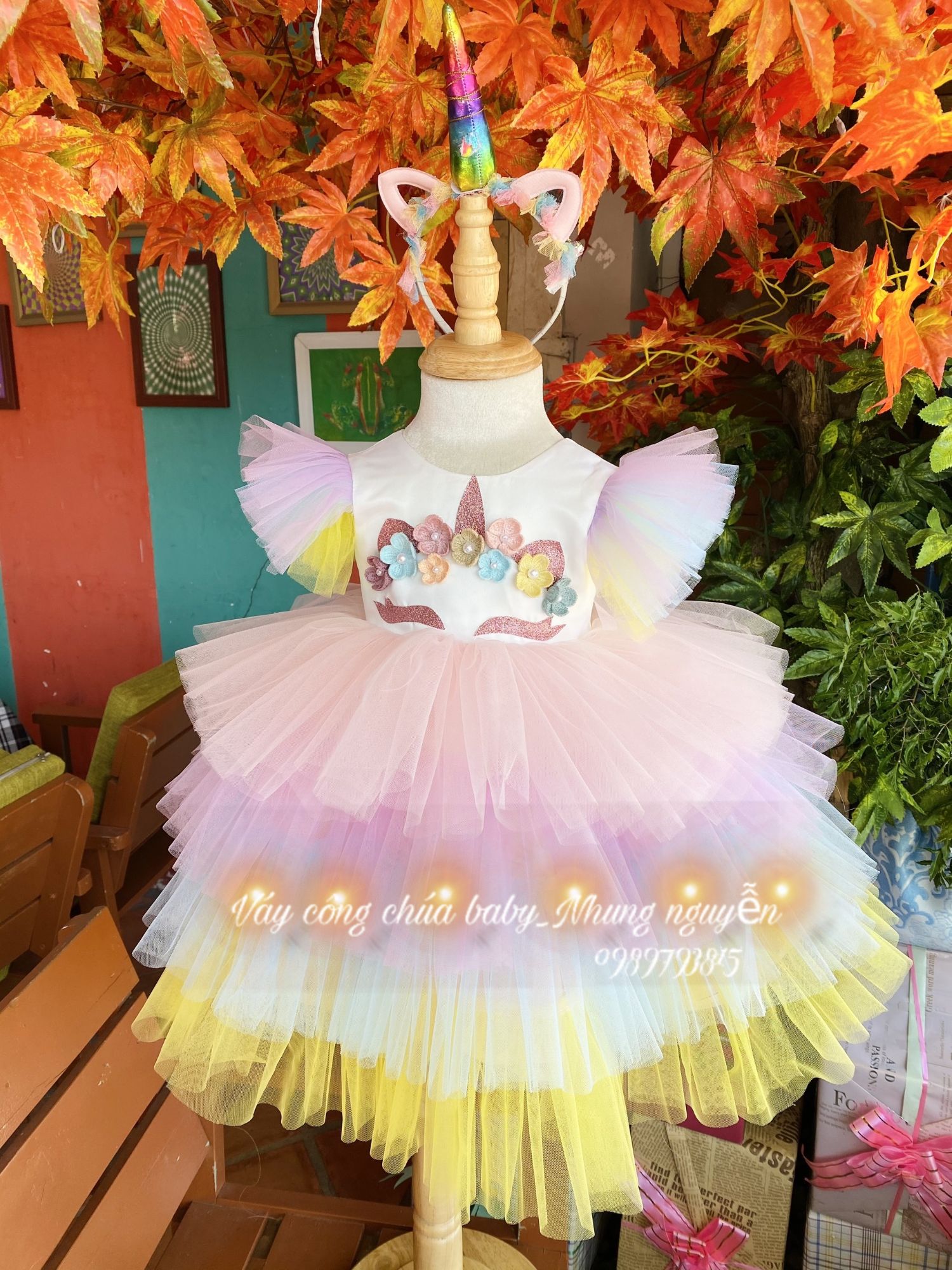 Váy công chúa ngựa thần pony xanh Nhung Nguyễn