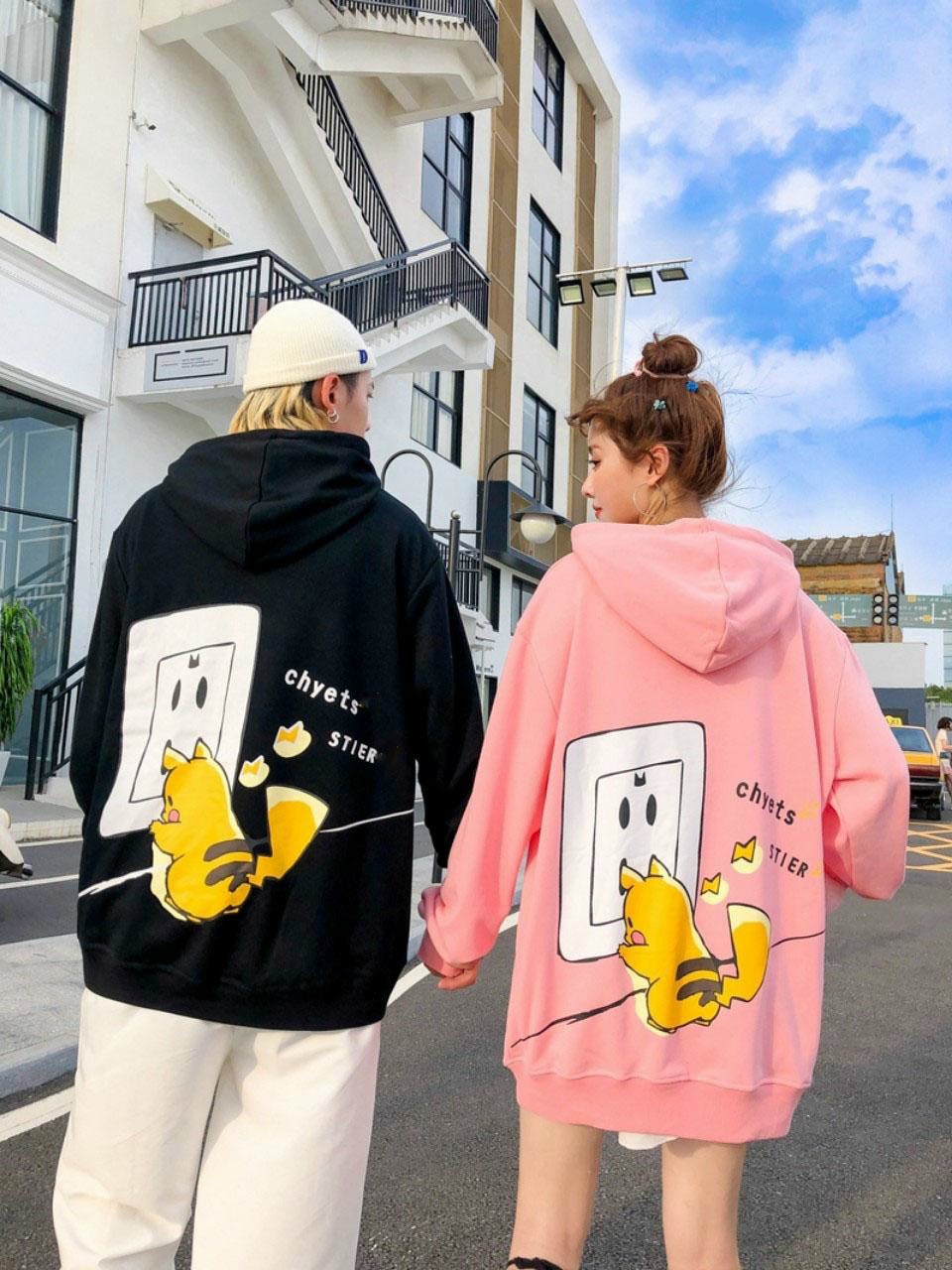 [HCM]Áo Hoodie Nam Nữ In Hoạt Hình Pikachu Siêu Ngầu Form Rộng Cực Đẹp-BLK