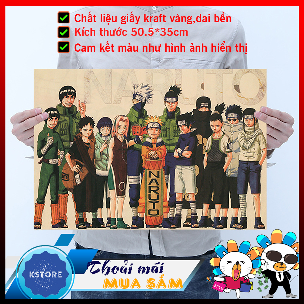 [B011] Tranh poster vẽ treo trang trí in hình nhận vật hoạt hình Naruto ( Bộ bạn narruto) -tranh treo tường giá rẻ - tấm áp phích naruto - tranh hoạt hình - tranh giấy naruto -KSTORE