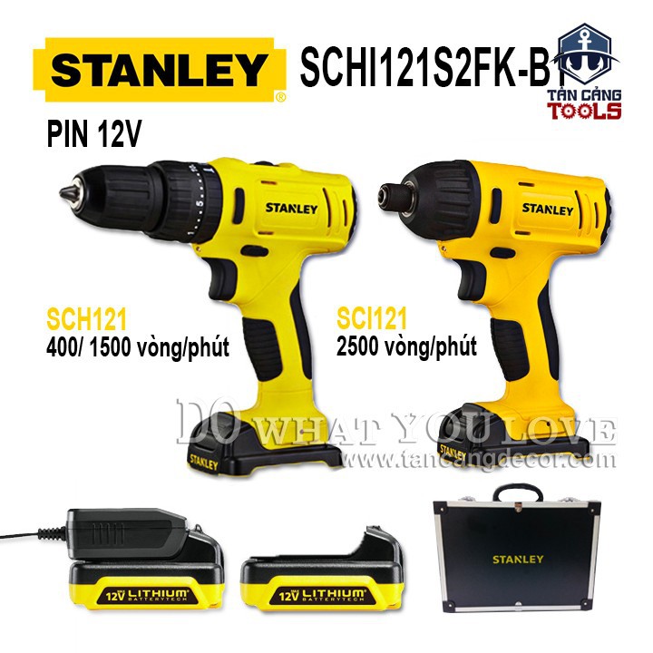 Combo máy khoan máy bắt vít dùng pin stanley 12v schi121s2fk