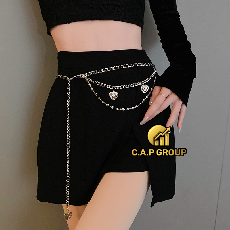 Thắt lưng nữ dây xích cá tính thời trang Hàn Quốc sexy phối da PU