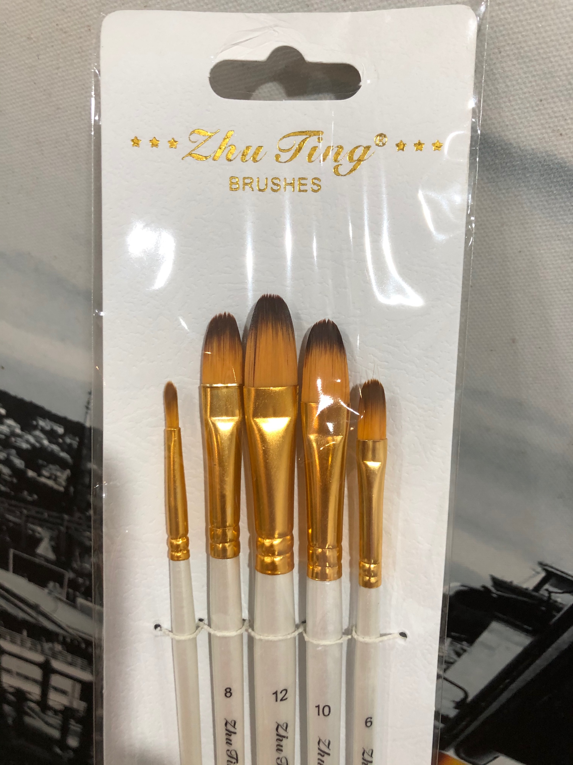 Bộ cọ zhuting trắng 5 cây đầu oval
