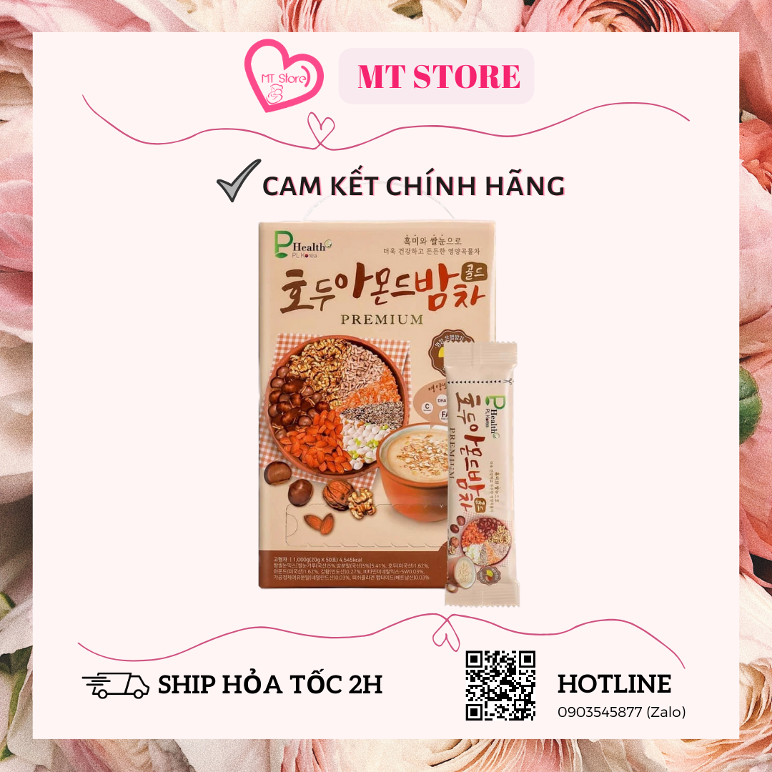 ✳️có sẵn✳️ bột ngũ cốc óc chó, hạnh nhân, hạt dẻ premium dongil collagen - phealth nội địa hàn quốc xách 50 gói x 20g