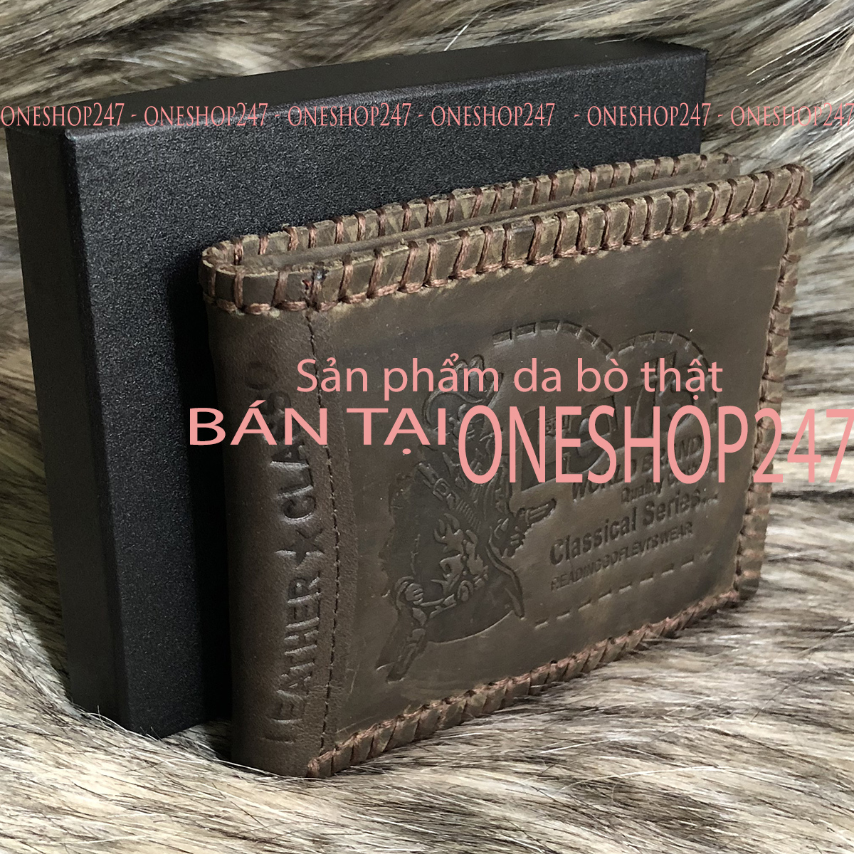 Bóp nam, ví nam thời trang da bò thật hình ông địa đại cát a174v bóp da bò nam