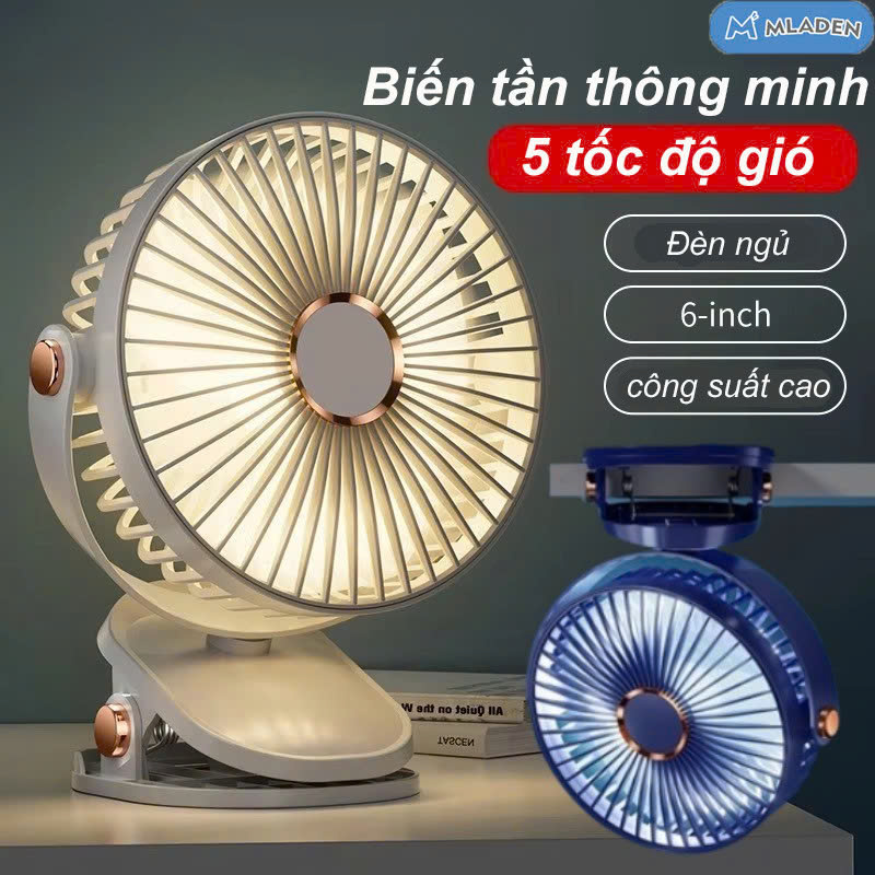  QUẠT TÍCH ĐIỆN MINI 5 TỐC ĐỘ GIÓ CÓ ĐÈN LED TIỆN LỢI - QUẠT KẸP XE ĐẨY SIÊU MÁT CHO BÉ - QUẠT ĐỂ BÀN TÍCH HỢP ĐÈN NGỦ DUNG LƯỢNG PIN KHỦNG ĐẾN 5000MAH 