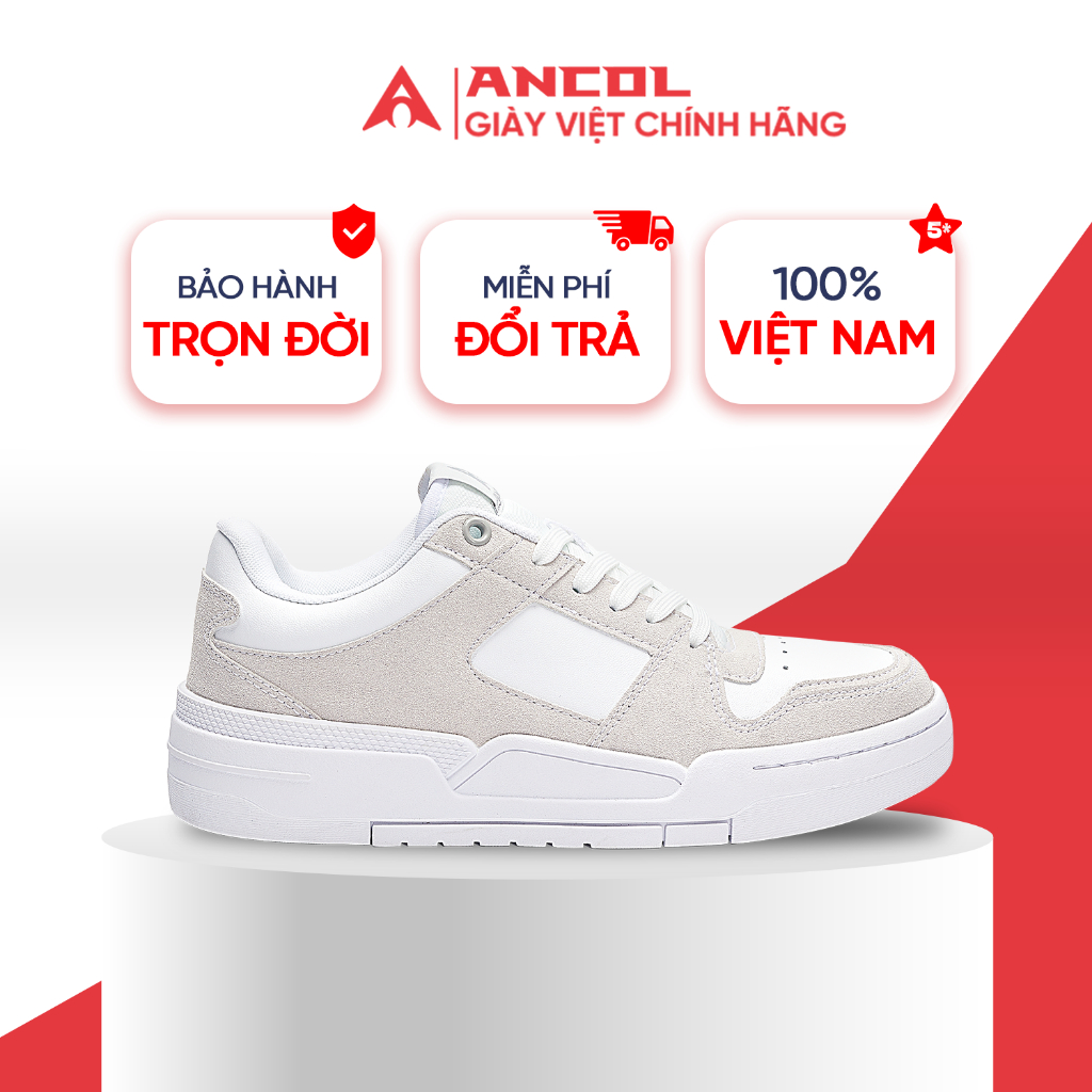 {Siêu cuối tháng} Giày sneaker thời trang Ancol Xtreme Autumn cho Nam Nữ Size 38-44, chất liệu da bò thật 100%, miếng lót giày Eva, đế cao su tái chế êm chân, có lỗ thoáng khí.