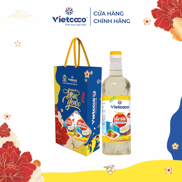 [Tết 2024. Combo 04 Hạnh Phúc An Yên] Combo 2 chai dầu dừa 100% nguyên chất Vietcoco - chai 1L
