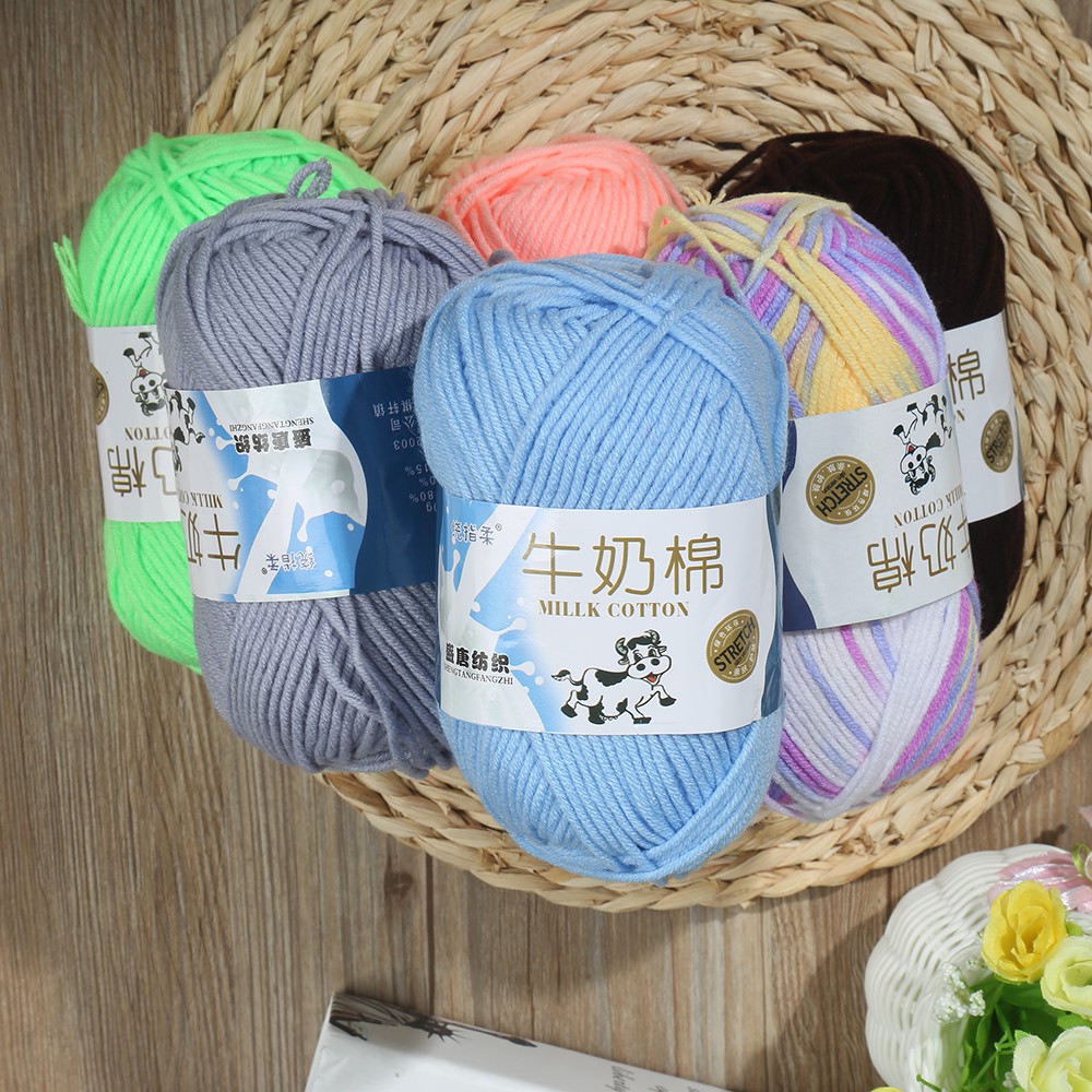 Len cuộn milk cotton 50g - dành cho người mới tập đan pk084