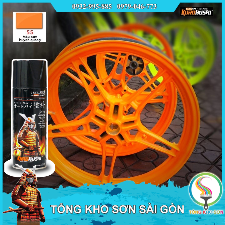 Chai sơn xịt màu cam huỳnh quang 55 Samurai