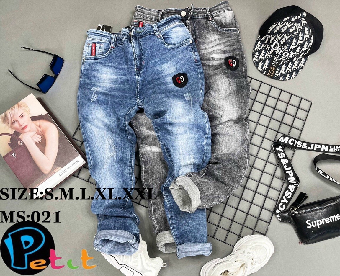 Quần jean dài bé trai size lớn,phối wash rách nhẹ thời trang, chất jean cao cấp .