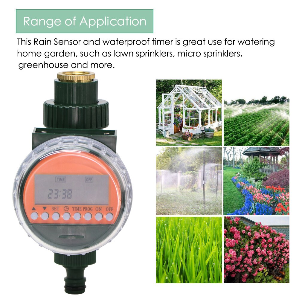 Van nước hẹn giờ tưới cây cảm biến mưa tự động dùng pin, đong mở hệ thống tưới nhỏ giọt, tưới phun mưa, phun sương, làm mát, hệ thống thủy canh ... hàng ngày theo thời gian cài đặt sẵn, khi mưa đồng hồ sẽ đóng