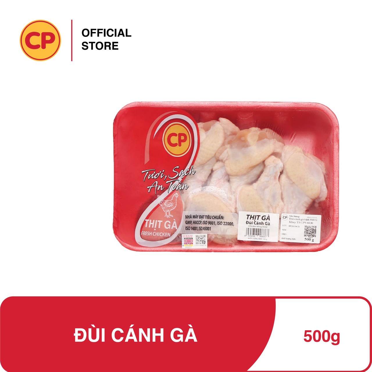 CP Đùi cánh gà tươi mới mỗi ngày - 500g - Được sản xuất theo tiêu chuẩn 3F. Đảm bảo truy xuất nguồn gốc rõ ràng