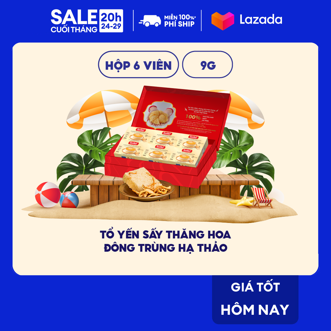 Yến Việt - Hộp 6 viên tổ yến, đông trùng hạ thảo sấy thăng hoa, 3,5g yến khô/ viên 9g, 5 phút ăn liền