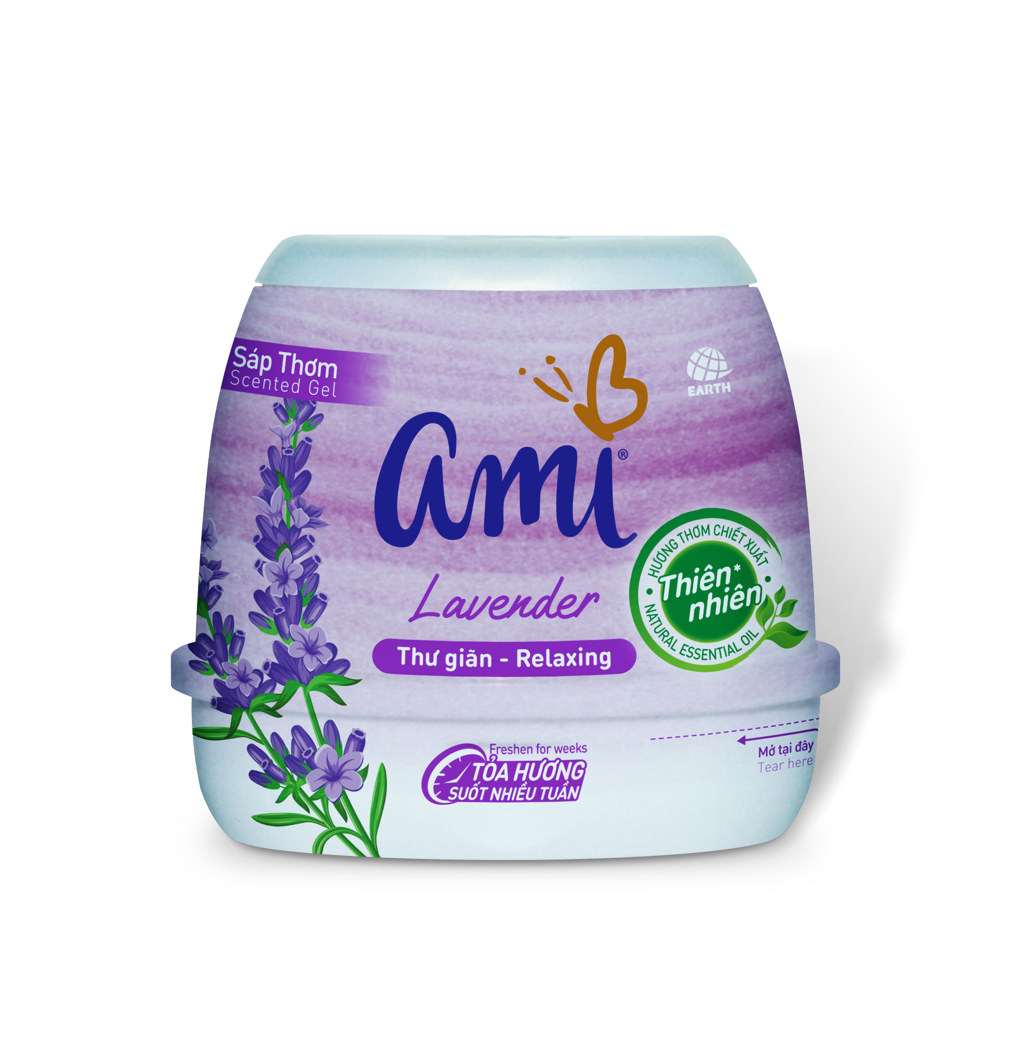 Sáp thơm khử mùi Ami 200 g - hương thơm chiết xuất thiên nhiên - Lavender thư giãn