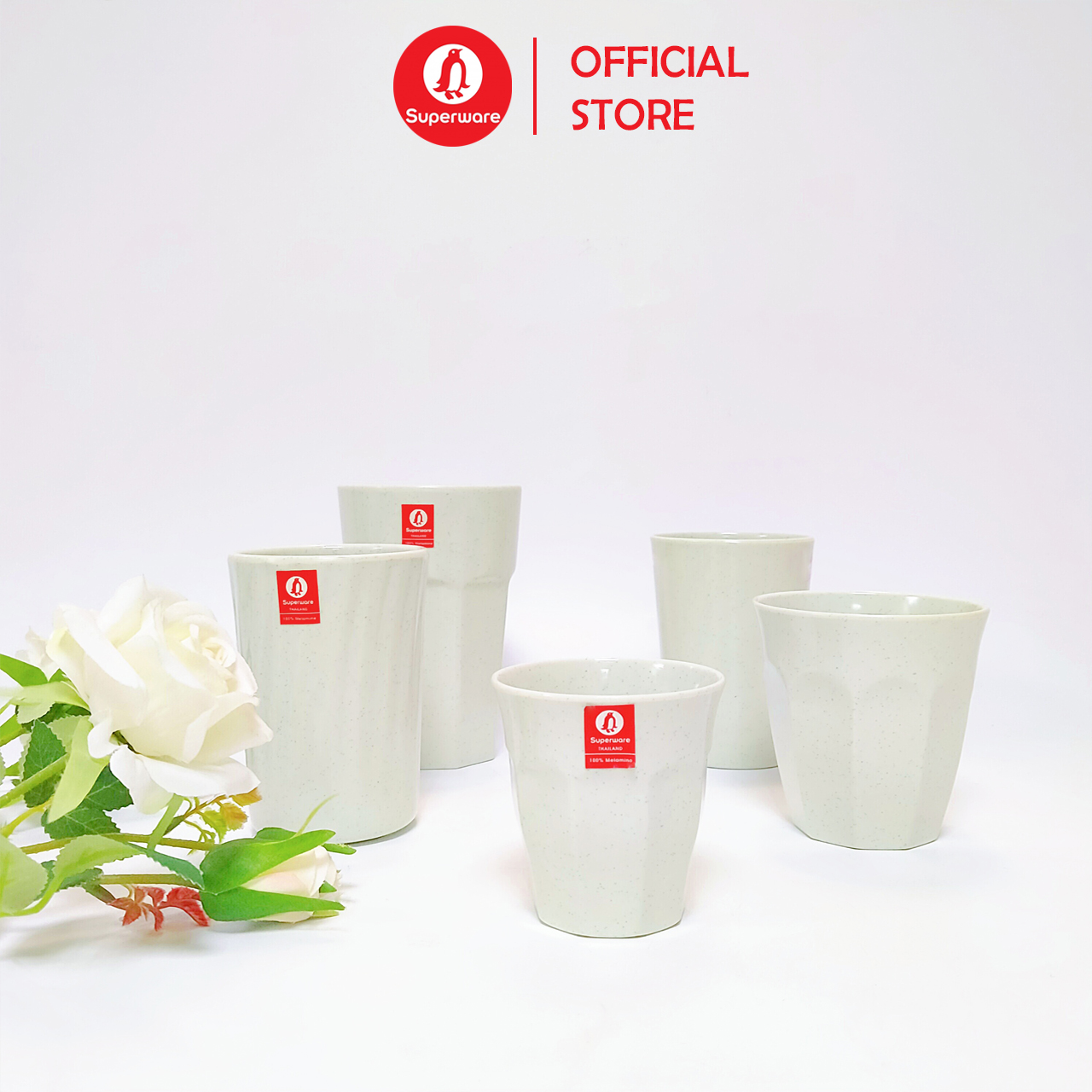 Bộ cốc SUPERWARE Nhựa phíp 100% melamine Xanh Đá