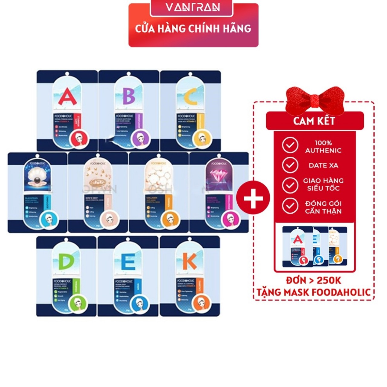 [BẢN MỚI]  Mặt Nạ Giấy Dưỡng Da Cao cấp Foodaholic Essential Mask 23g. - Mix 10 loại