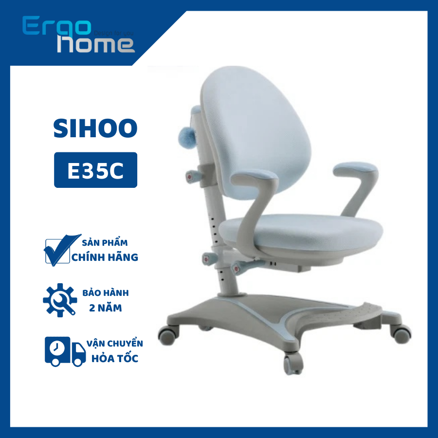 Ghế ergonomic trẻ em Sihoo K35C chống gù chống cận, điều chỉnh độ cao linh hoạt, ghế học tập phù hợp cho các bé từ 4-18 tuổi, bảo vệ cột sống, bảo hành 2 năm