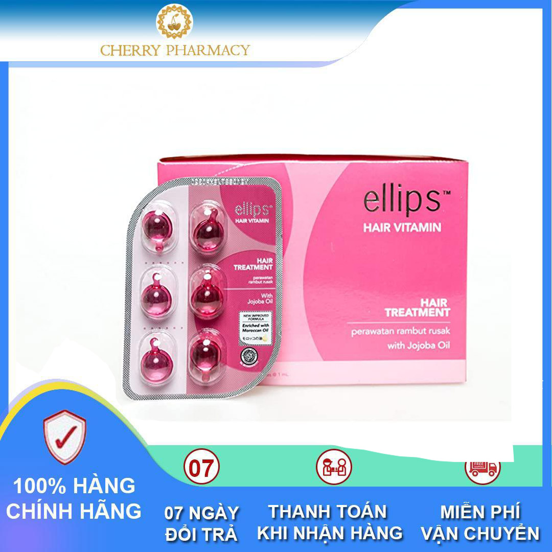 [HCM]Cherry Pharmacy - Viên Serum Vitamin dưỡng tóc Ellips giúp phục hồi hư tổn tóc 1 vỉ 6 viên