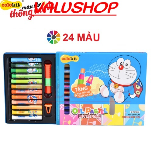 Hộp bút sáp dầu 24 màu doraemon colokit thiên long op-c09/do