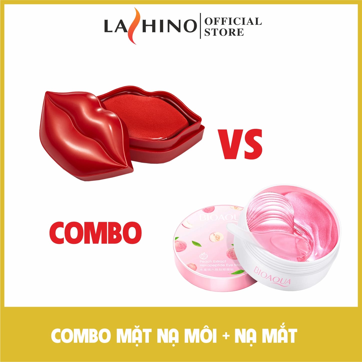 [Combo] Mặt nạ môi hộp 20 miếng và MẶT NẠ MẮT ĐÀO bioaqua giảm thâm mắt 60 miếng