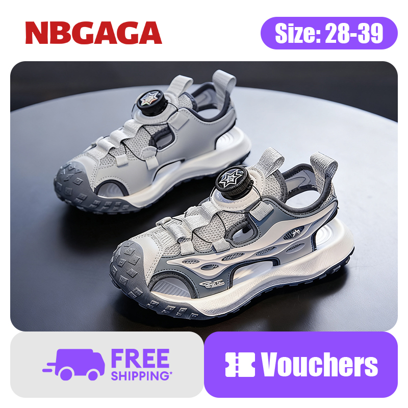 NBGAGA Roaming Space Dép thể thao trẻ em Breathable Anti Slip Soft Street Thời trang trẻ em Dép cho nam và nữ Spinner Buckle