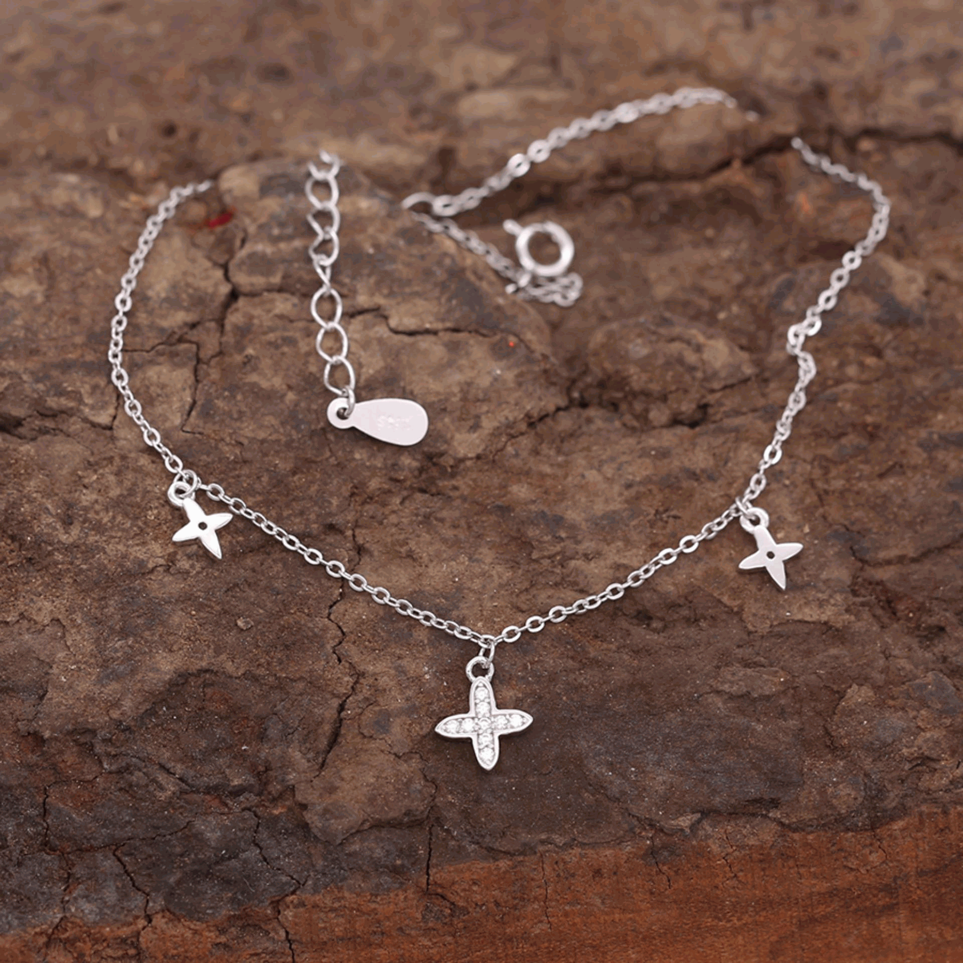 Lắc chân bạc nữ cá tính lắc bạc s925 italy cao cấp lc1755 bảo ngọc jewelry