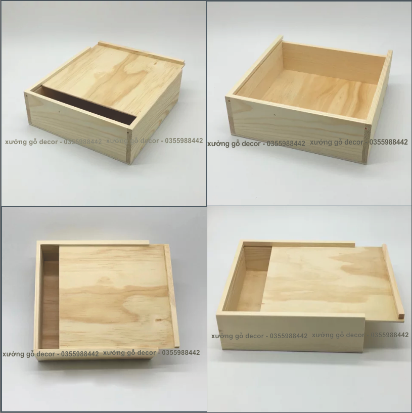 Hộp Gỗ Vuông Đựng Đồ Qùa Tặng Nắp Trượt Giá Rẻ - Woody Box