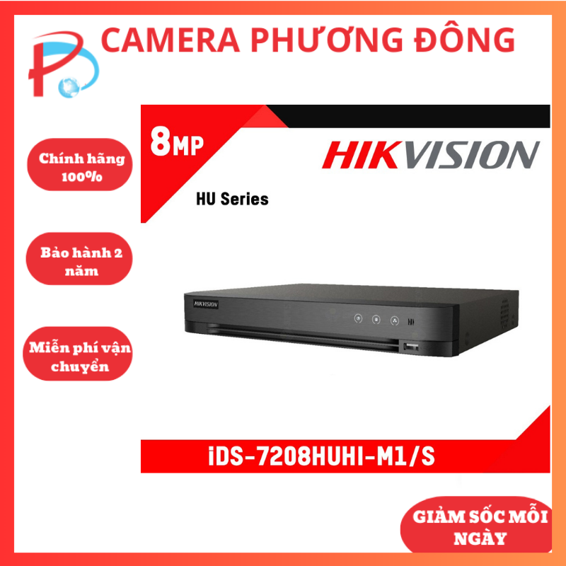 Đầu ghi 8 kênh tvi analog 8mp hikvision ids-7208huhi-m1/s, tích hợp mic, hỗ trợ camera lên 8mp - bảo hành chính hãng 24 tháng