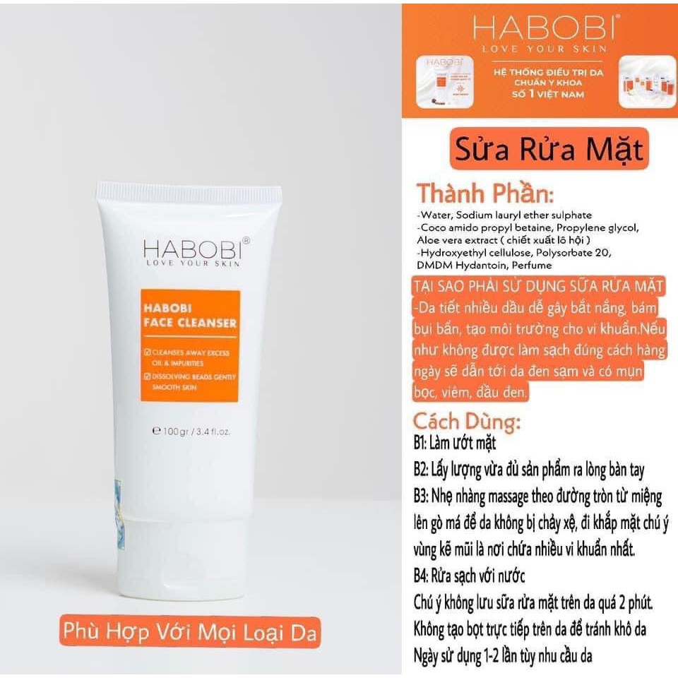 Sữa rửa mặt habobi face cleanser