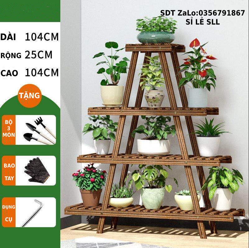 Giá Kệ gỗ để chậu hoa cây cảnh nhiều tầng trang trí không gian