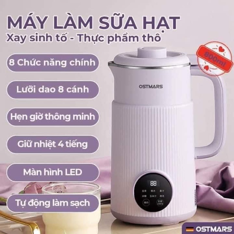 Máy làm sữa hạt đa năng Máy ép sữa đậu nành gia đình Máy ép trái cây mini đa năng,dung tích 600ml,5 chức năng xay nấu BH 12 Tháng