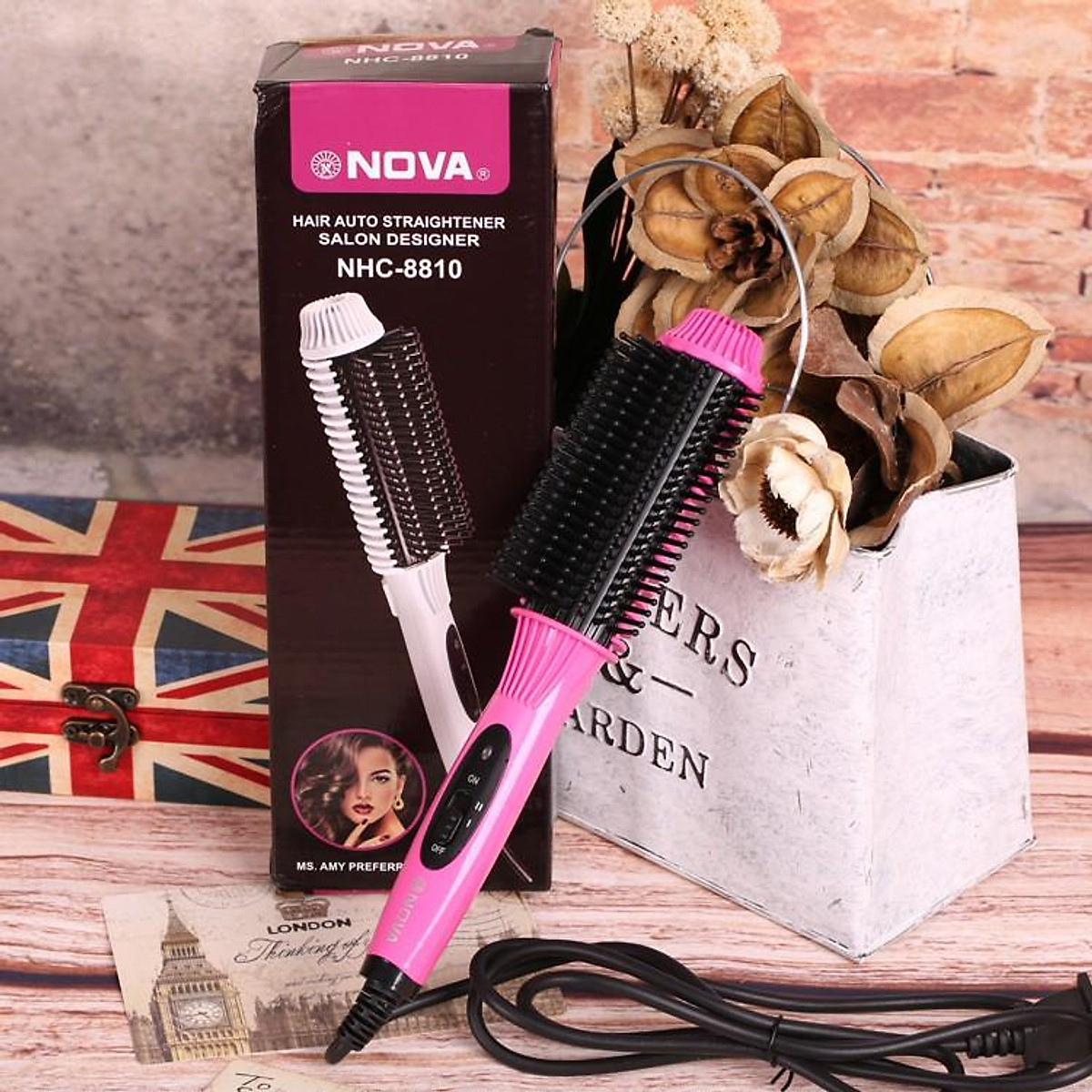 Lược điện tạo kiểu tóc nhc 8810 4in1: chải thẳng chải phồng uốn cúp sấy bàn chải tóc lược điện chải thẳng tóc duỗi tóc chải ép uốn tóc cúp tóc lược sấy tóc