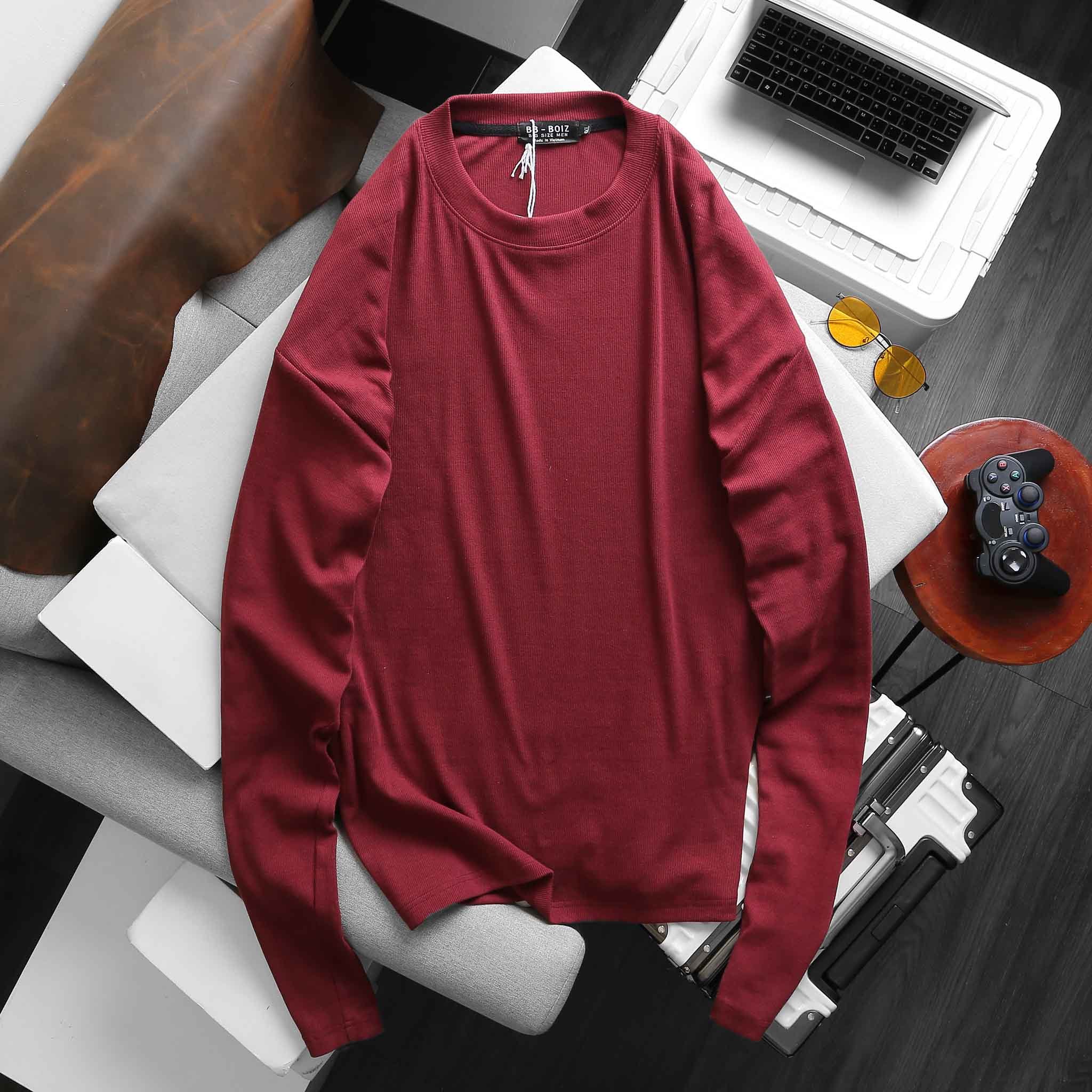Áo thun nam sang trọng bigsize thoải mái màu đỏ - 90-130kg