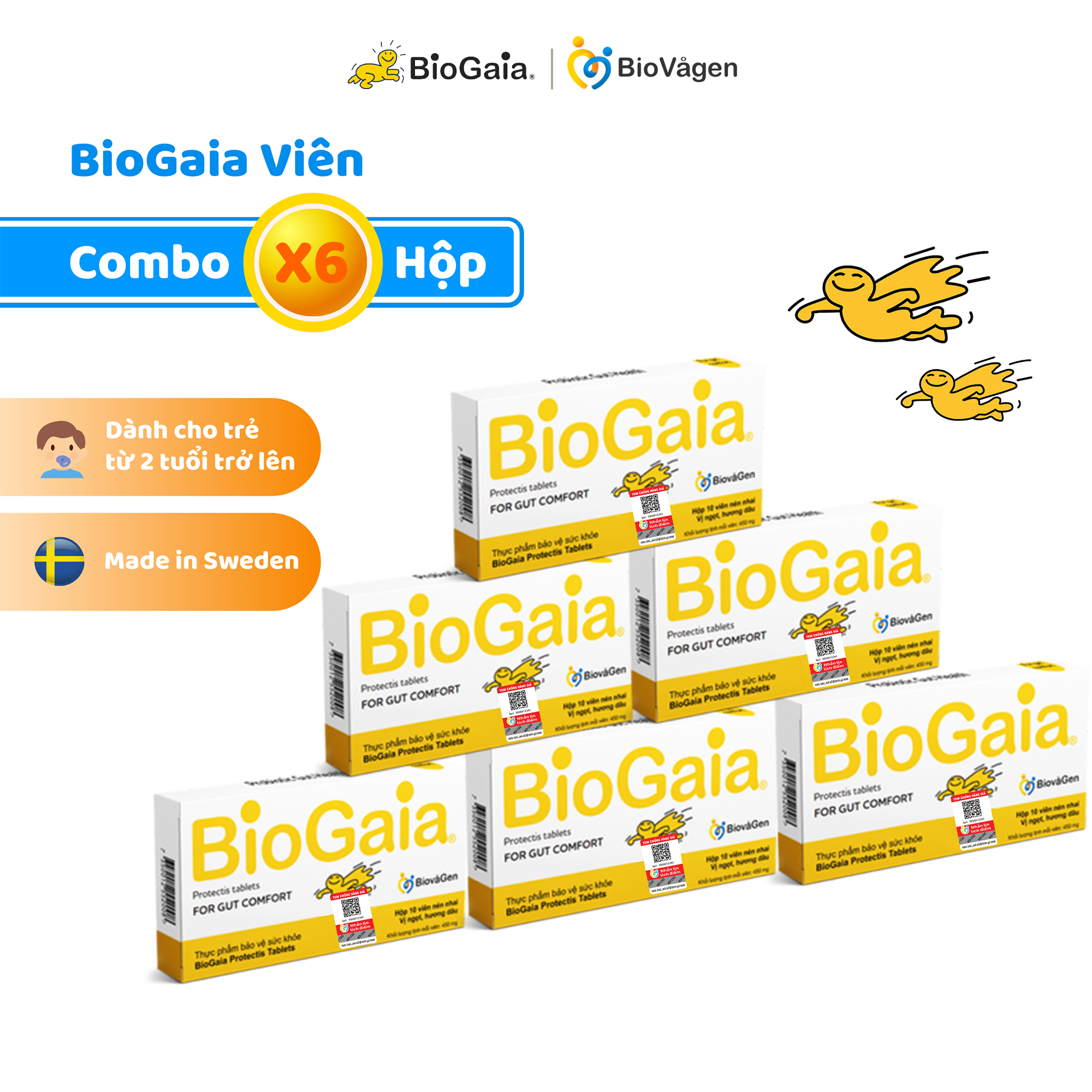 Combo 6 men vi sinh BioGaia ProTectis Dạng viên cải thiện hệ tiêu hóa xuất