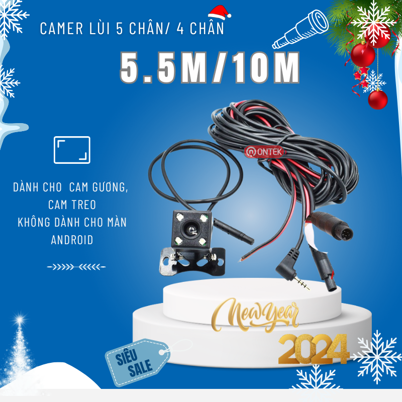 [XẢ KHO CẮT LỖ]Camera lùi 5 Chân 4 Led chống nước cho Camera hành trình Ô TÔ