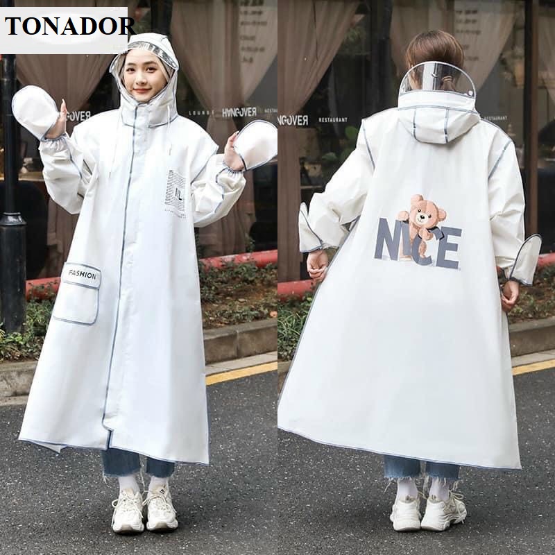 Áo mưa trong suốt toàn thân măng tô nam nữ Hàn Quốc trong suốt loại dày thời trang dáng dài cao cấp