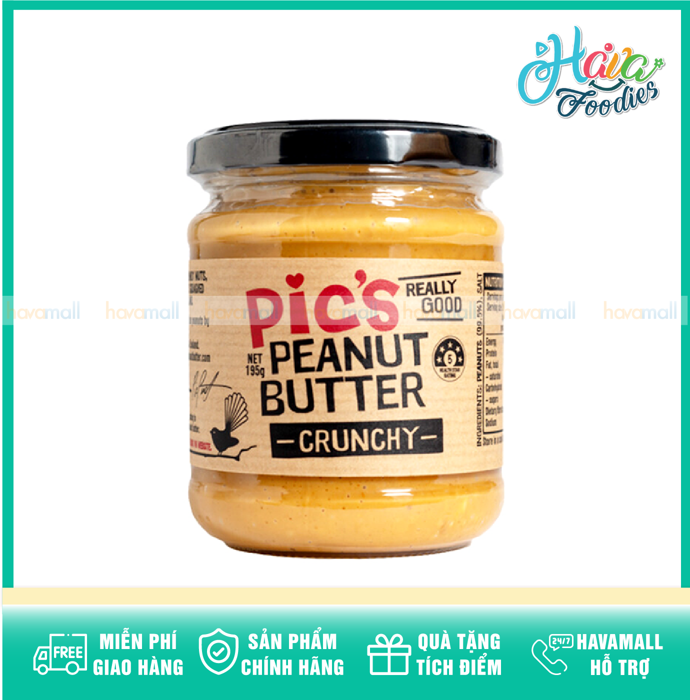 Bơ Đậu Phộng Nghiền Hạt Pic’s 195g – Peanut Butter Crunchy
