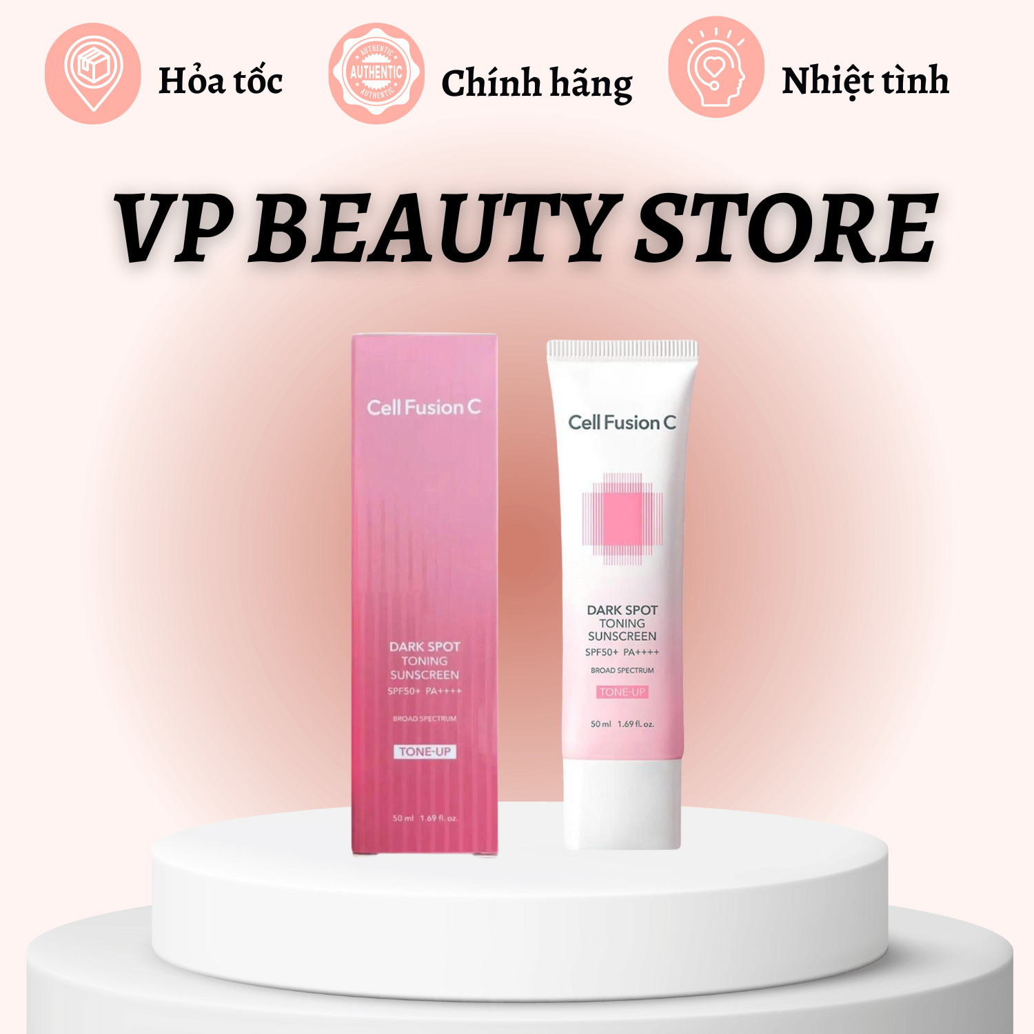Cell Fusion C - Kem Chống Nắng Nâng Tone Dark Spot Toning Sunscreen SPF 50+ PA++++ - Màu Hồng Đậm - 50ml