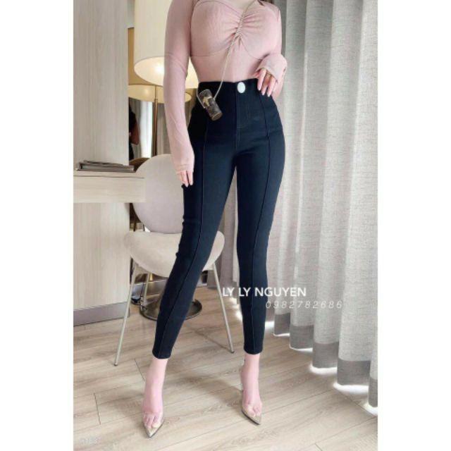 Quần bò giấy cạp cao 1 khuy