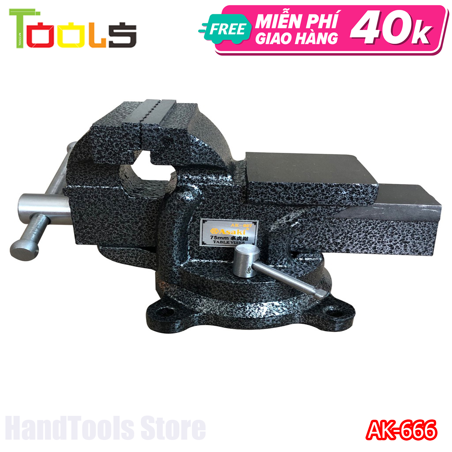 Eto bàn nguội Asaki AK-666 3 inch độ mở 75mm- Ê tô 3 inch Asaki AK666